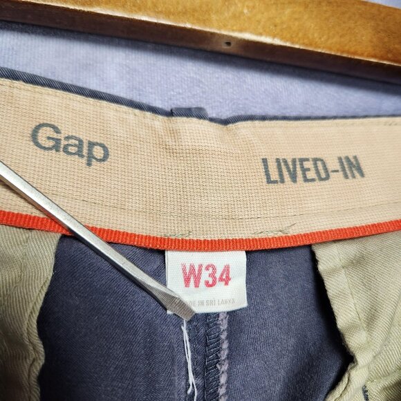 Gap Lived-In Shorts Mens 34 Blue Straight Fit‎ Chino Casual Classic 100% Cotton - Picture 4 of 14